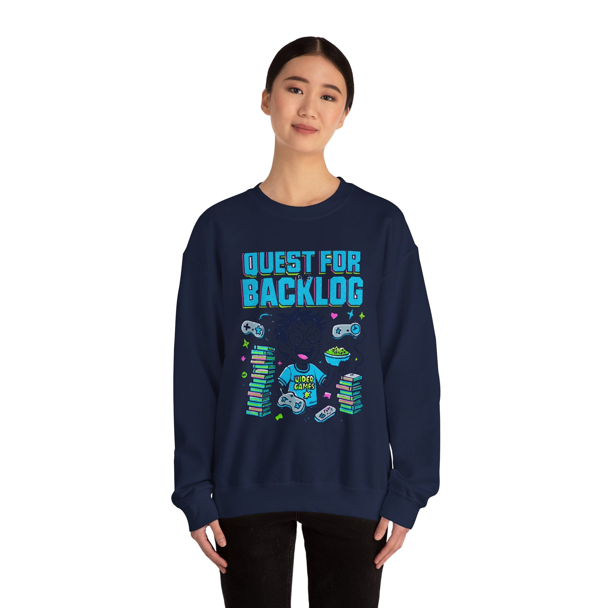 Backlog Crewneck Sweatshirt - Gamer Graphic Pullover front view