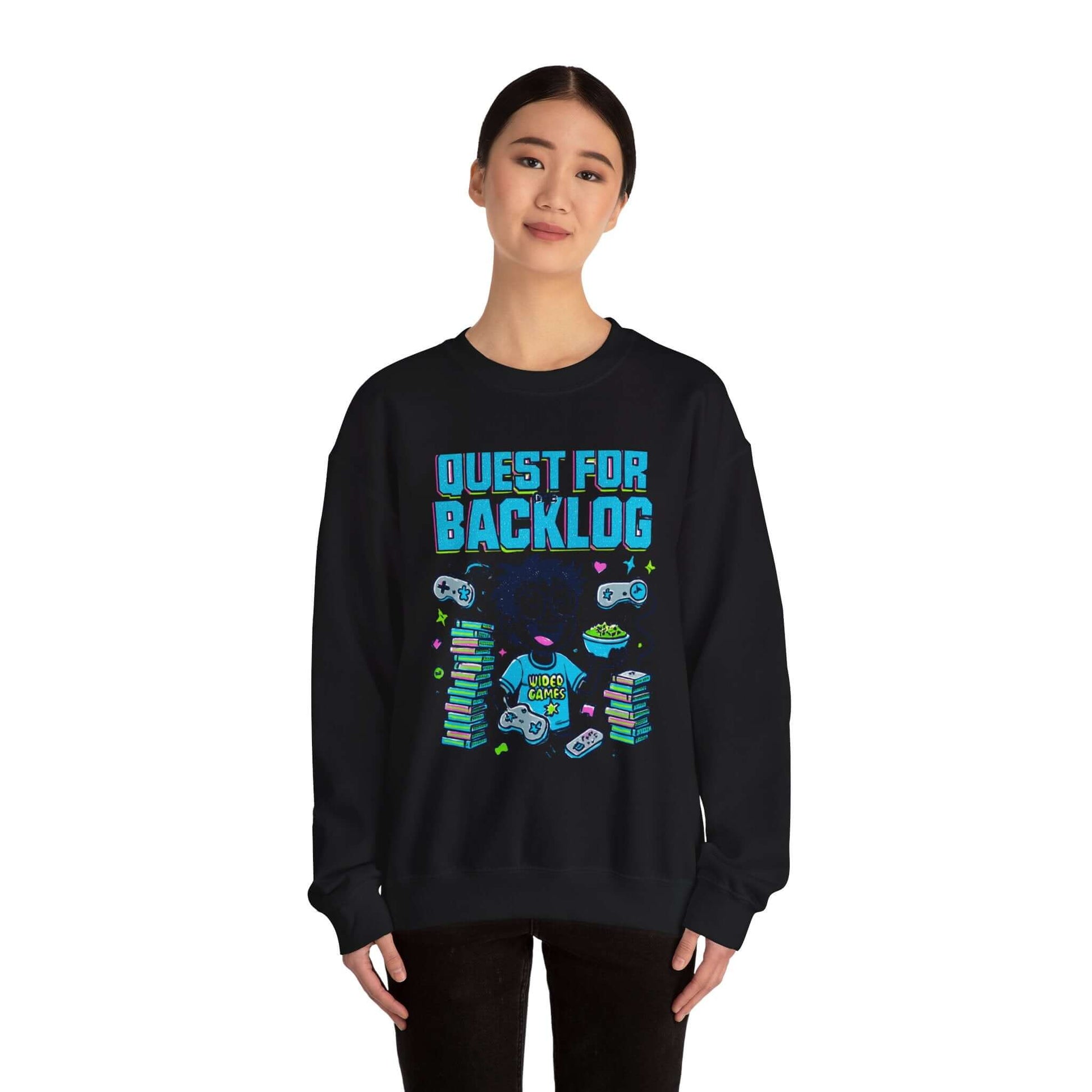 Backlog Crewneck Sweatshirt - Gamer Graphic Pullover front view