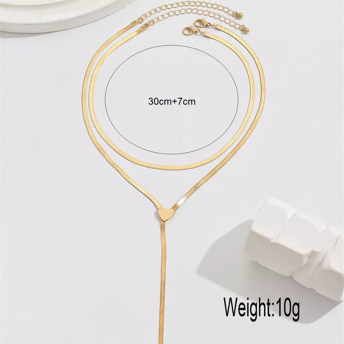 2 Piece 18K Gold Plated Heart Necklace – Valentine’s Heart Jewelry Set 2 Piece 18K Gold‑Plated Heart Necklace Set for Women -