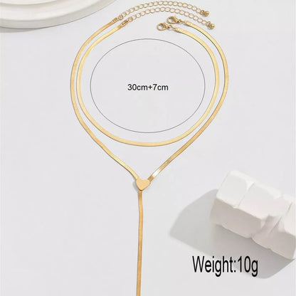 2 Piece 18K Gold Plated Heart Necklace – Valentine’s Heart Jewelry Set 2 Piece 18K Gold‑Plated Heart Necklace Set for Women -