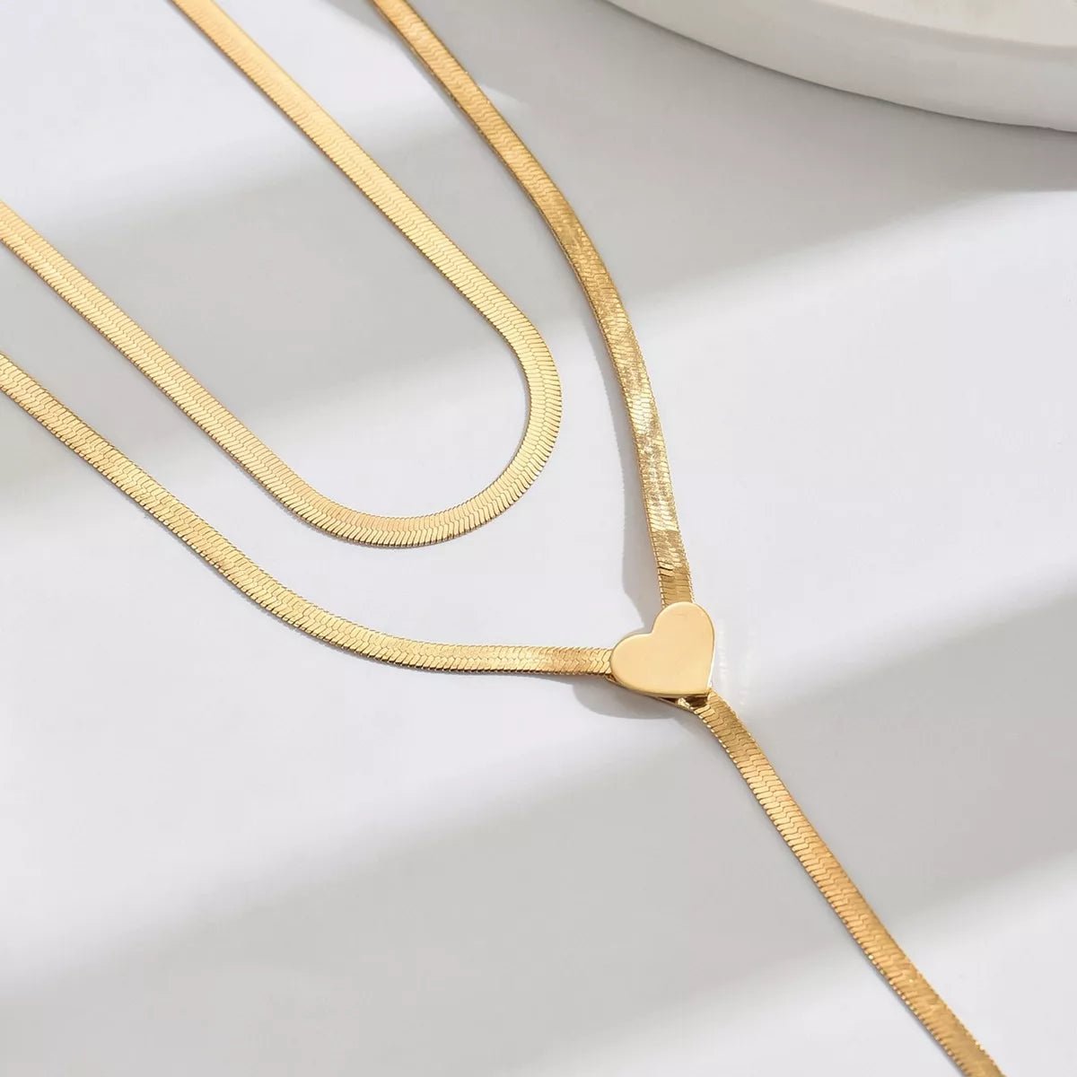 2 Piece 18K Gold Plated Heart Necklace – Valentine’s Heart Jewelry Set 2 Piece 18K Gold‑Plated Heart Necklace Set for Women