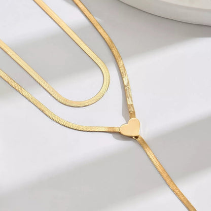 2 Piece 18K Gold Plated Heart Necklace – Valentine’s Heart Jewelry Set 2 Piece 18K Gold‑Plated Heart Necklace Set for Women