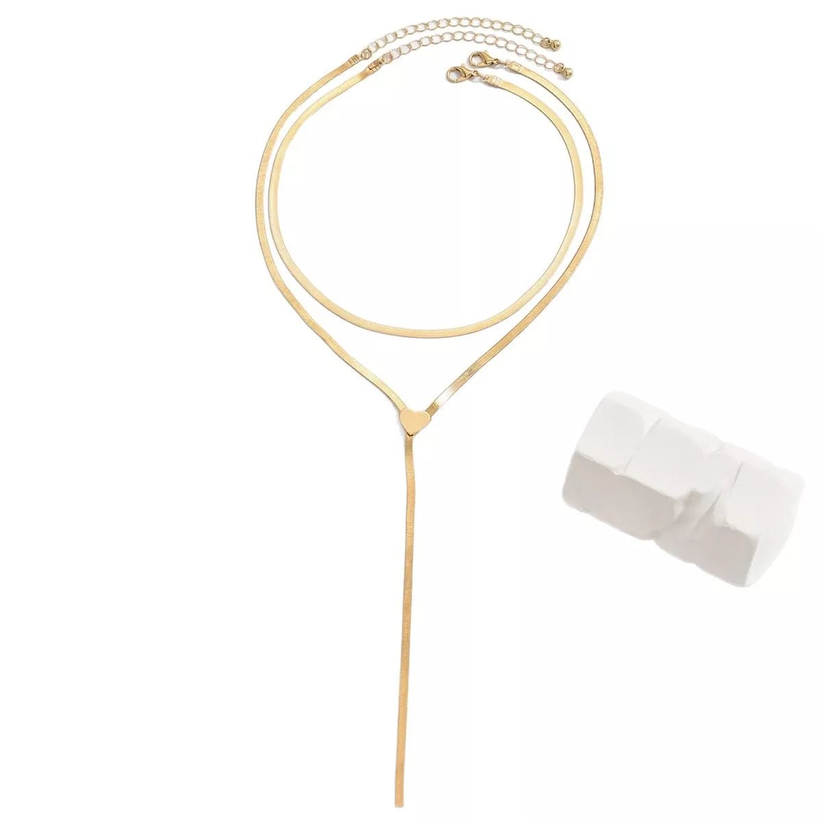 2 Piece 18K Gold Plated Heart Necklace – Valentine’s Heart Jewelry Set 2 Piece 18K Gold‑Plated Heart Necklace Set for Women