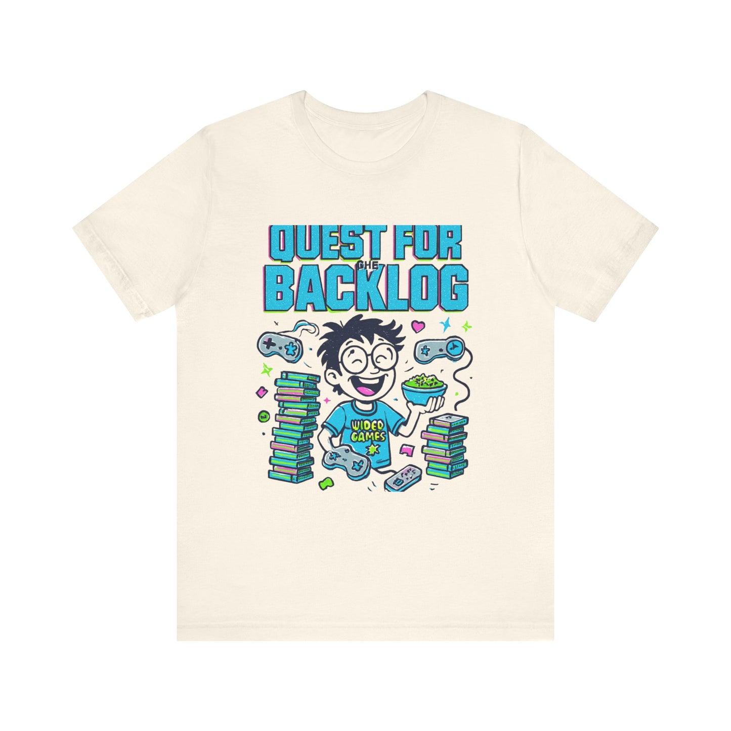 Backlog T-Shirt - Funny Gamer Stack & Controller Graphic front view 3