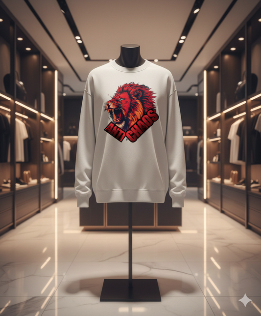 Anti Chaos streetwear hoodie graphic design featuring a bold, edgy, chaotic urban-style illustration. High-resolution digital artwork for men and women, perfect for casual street fashion, print-on-demand, and trending hoodies in the USA and Canada. Eye-catching urban vibes with glitch and abstract geometric elements.