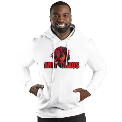 Anti Chaos streetwear hoodie graphic design featuring a bold, edgy, chaotic urban-style illustration. High-resolution digital artwork for men and women, perfect for casual street fashion, print-on-demand, and trending hoodies in the USA and Canada. Eye-catching urban vibes with glitch and abstract geometric elements.