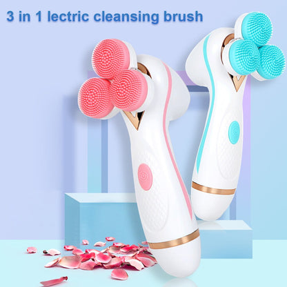 Sonic facial cleansing brush removing dirt and blackheads with deep pore cleansing vibration