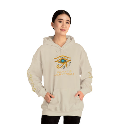 “Black unisex hoodie featuring the Eye of Horus symbol, inspired by ancient Egyptian mythology. Premium streetwear design combining urban fashion and mystical symbolism. Perfect for men and women seeking unique myth-inspired style. Trendy 2025 hoodie for fashion enthusiasts in USA, Europe, and worldwide.”