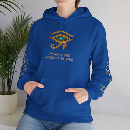 “Black unisex hoodie featuring the Eye of Horus symbol, inspired by ancient Egyptian mythology. Premium streetwear design combining urban fashion and mystical symbolism. Perfect for men and women seeking unique myth-inspired style. Trendy 2025 hoodie for fashion enthusiasts in USA, Europe, and worldwide.”