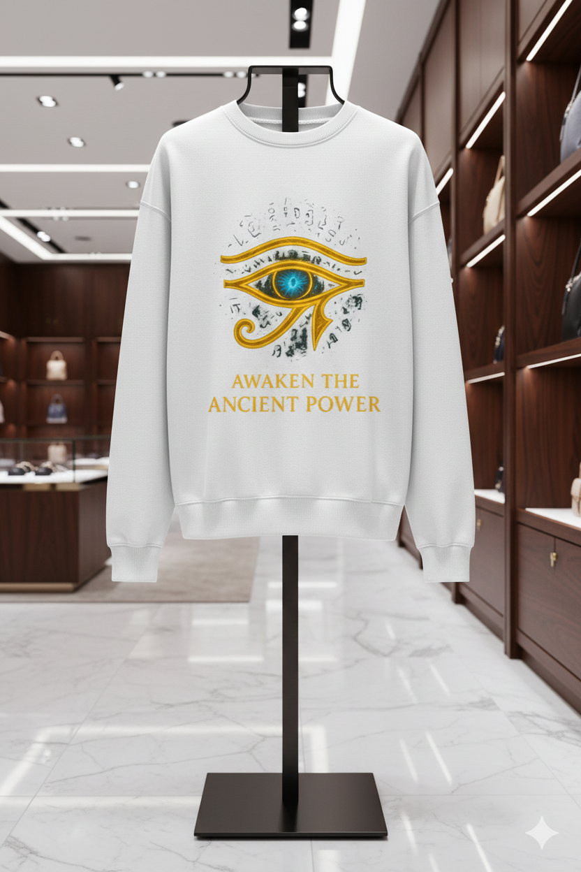 “Black unisex hoodie featuring the Eye of Horus symbol, inspired by ancient Egyptian mythology. Premium streetwear design combining urban fashion and mystical symbolism. Perfect for men and women seeking unique myth-inspired style. Trendy 2025 hoodie for fashion enthusiasts in USA, Europe, and worldwide.”