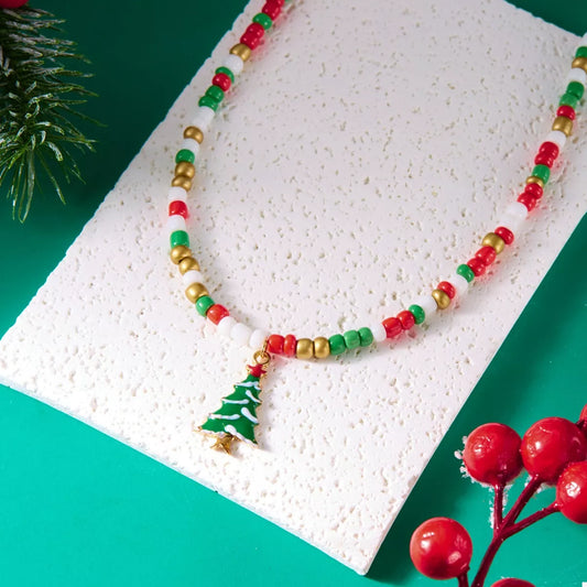 christmas beaded necklace jewelry designed for festive looks winter outfits and holiday celebrations