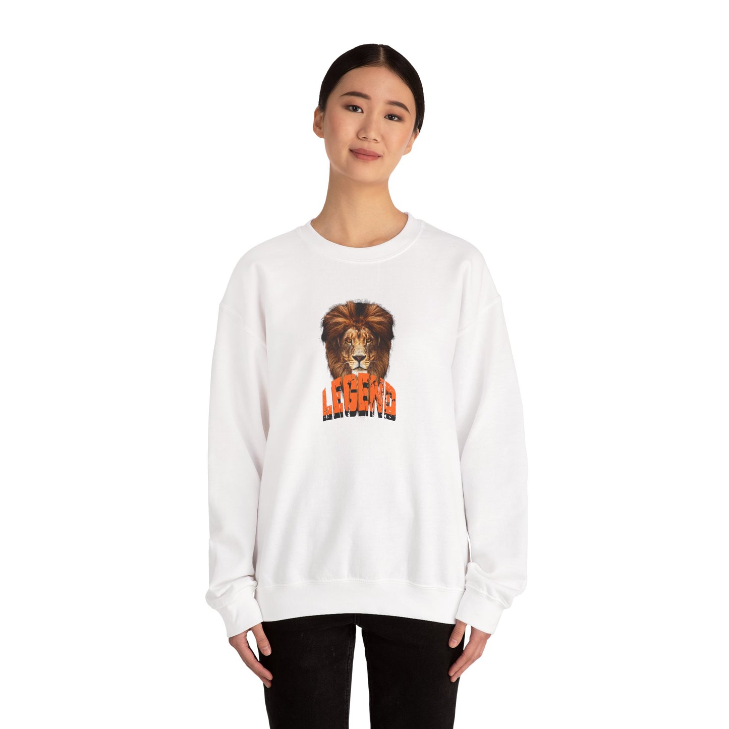 Streetwear sweatshirt with a fierce lion illustration and motivational lettering.