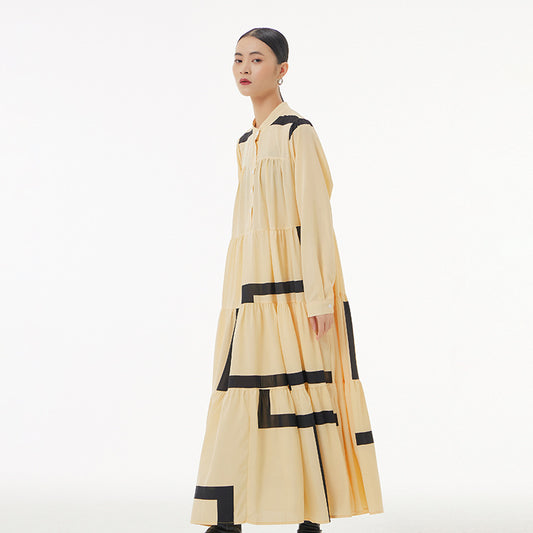 Autumn casual loose dress with unique folds and stylish design – perfect everyday wear