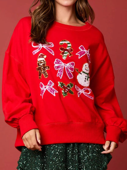 Christmas Sweatshirt – Sparkly Bow Women’s Cozy Holiday Fashion Women’s Holiday Sweatshirt - JOJO Fashion