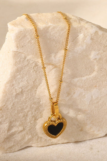 Contrast Heart Pendant Necklace necklace - JOJO Fashion
