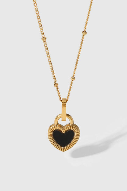 Contrast Heart Pendant Necklace necklace - JOJO Fashion