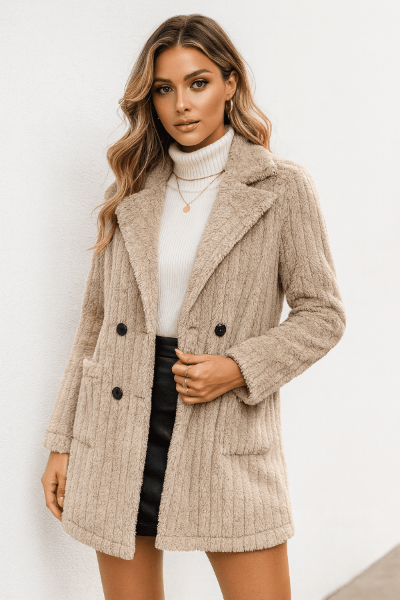 Cozy Fuzzy Winter Coat for Women | Warm Soft Button - Up Winter Jacket Women’s Fuzzy Button - Up Winter Coat - JOJO Fashion