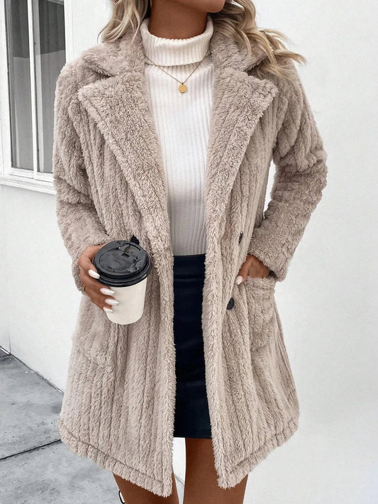 Cozy Fuzzy Winter Coat for Women | Warm Soft Button - Up Winter Jacket Women’s Fuzzy Button - Up Winter Coat - JOJO Fashion