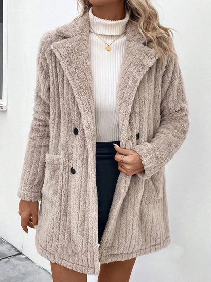 Cozy Fuzzy Winter Coat for Women | Warm Soft Button - Up Winter Jacket Women’s Fuzzy Button - Up Winter Coat - JOJO Fashion