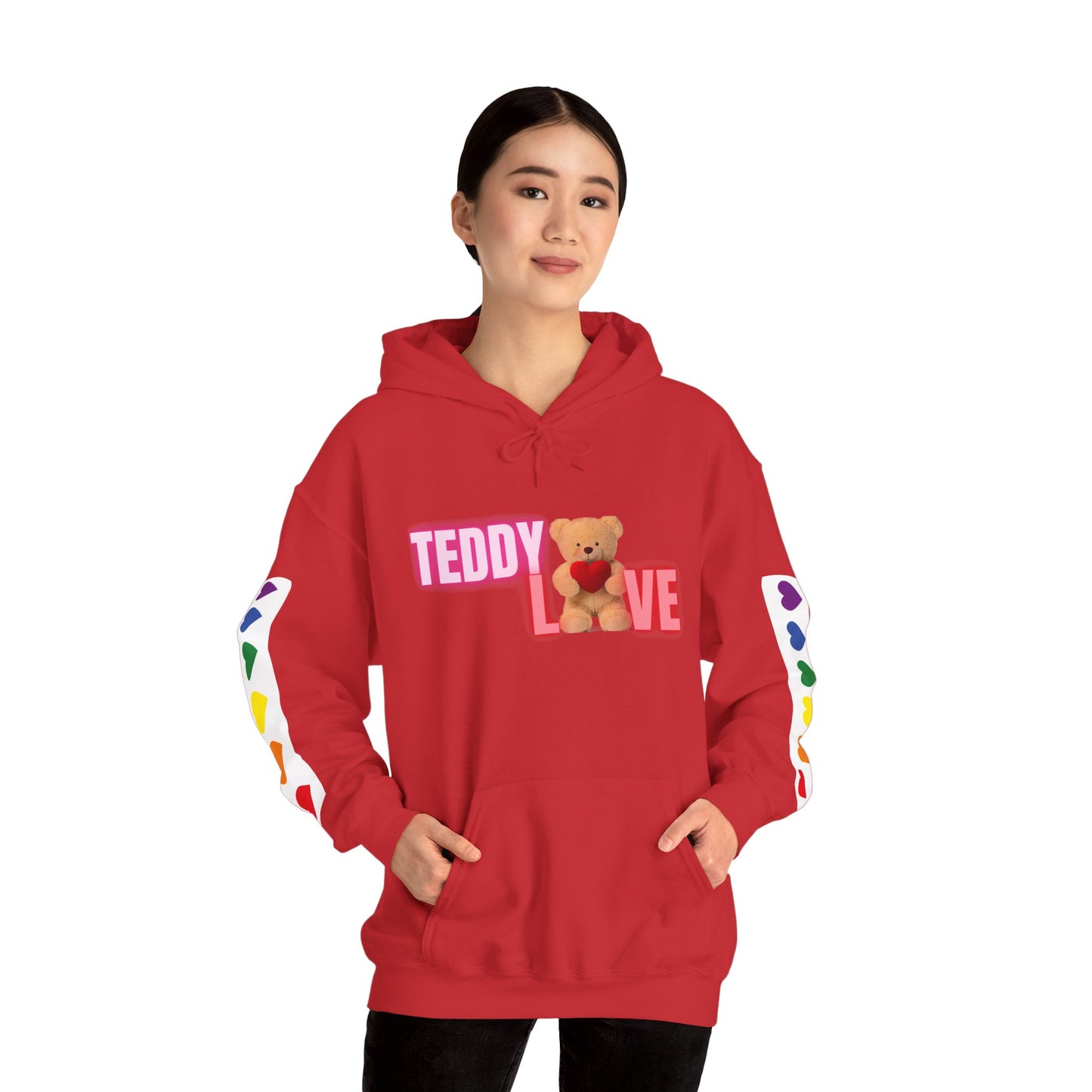 Cute teddy hoodie shown in high-resolution Shopify product mockup.