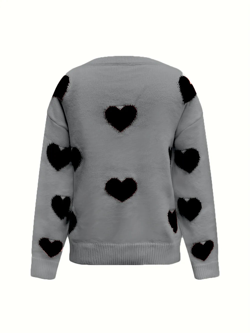 Valentines Day Heart Sweater – Cozy Long Sleeve Crewneck for Women Valentine’s Day Heart Crewneck Sweater for Women