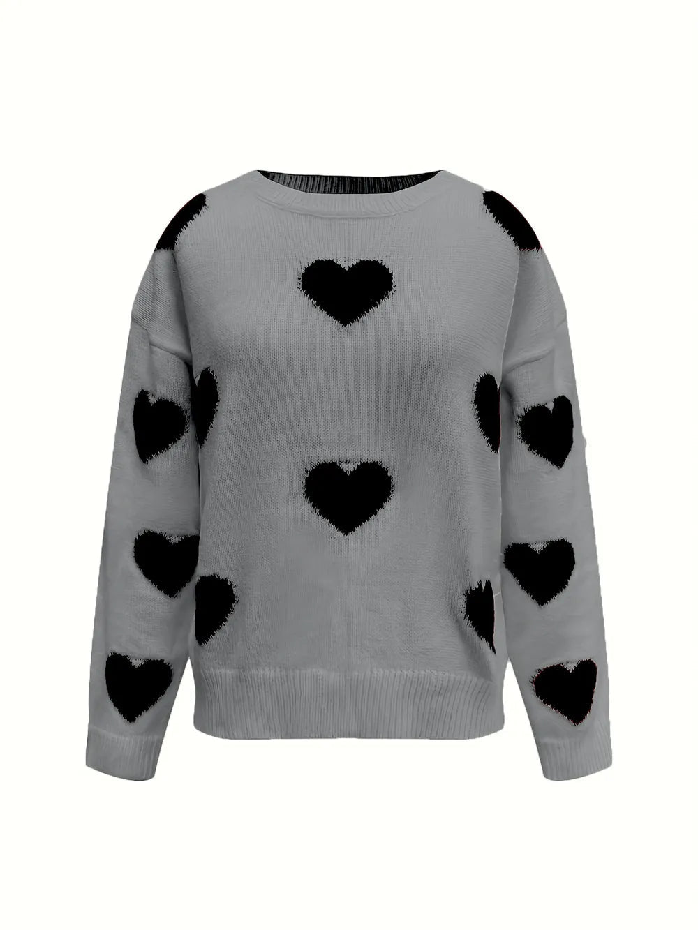 Valentines Day Heart Sweater – Cozy Long Sleeve Crewneck for Women Valentine’s Day Heart Crewneck Sweater for Women -
