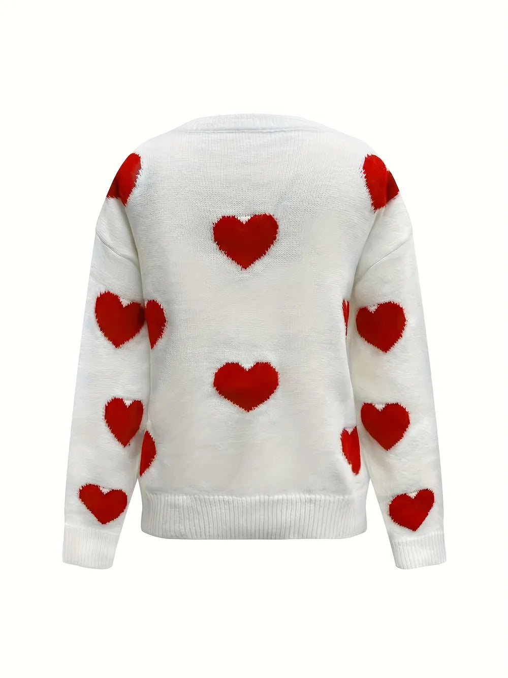 Valentines Day Heart Sweater – Cozy Long Sleeve Crewneck for Women Valentine’s Day Heart Crewneck Sweater for Women
